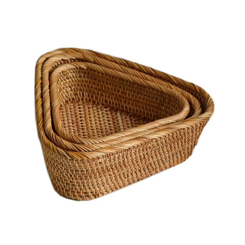 

Triangular Akifuji Woven Fruit Basket,Food Organizer Tray Snack Serving Bowl Home Decorative Tray Storage Holder