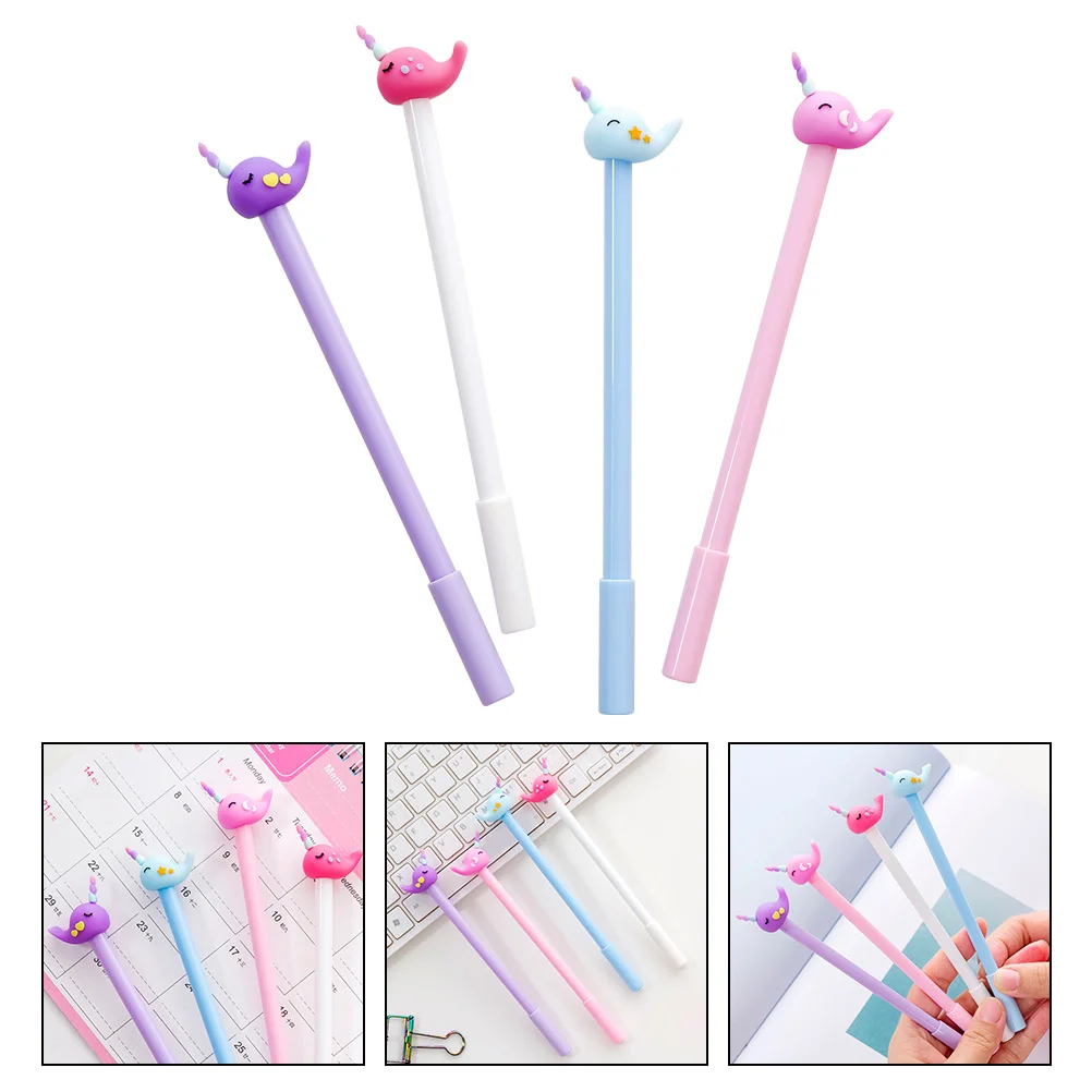 

12pcs Creative Narwhal Designed Pens Portable Writing Pens Office Signature Pens