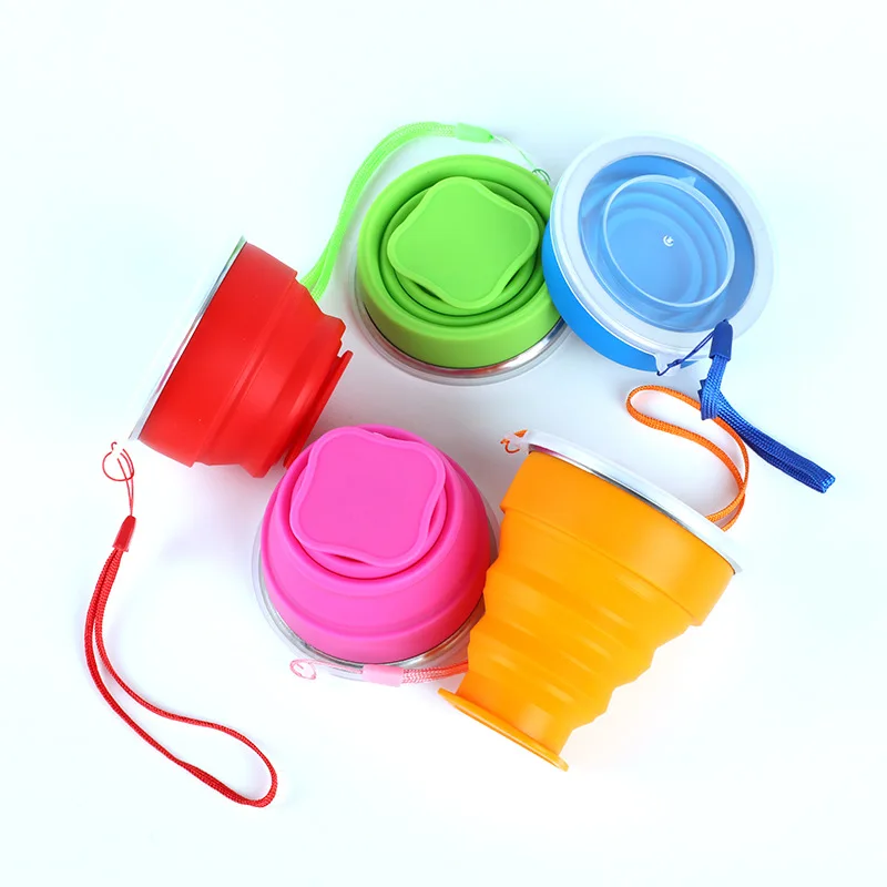 

Stainless Steel Ring Silicone Folding Telescopic Cup Outdoor Portable Mouthwash Cup Household Supplies Accessories