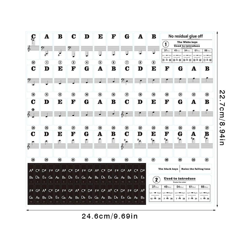 

Piano Key Sticker Keyboard Decal Note Removable Practicing Stickers Accessory for Music Player Beginner Learner