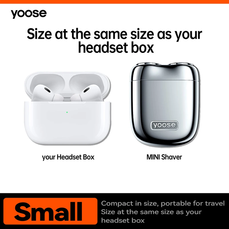 Фото yoose Mini Shaver Rechargeable Wet &b Dry Electric Shaver with IPX7 Waterproof, Portable for Travel, Type-C Charge, Gifts (Black) №2