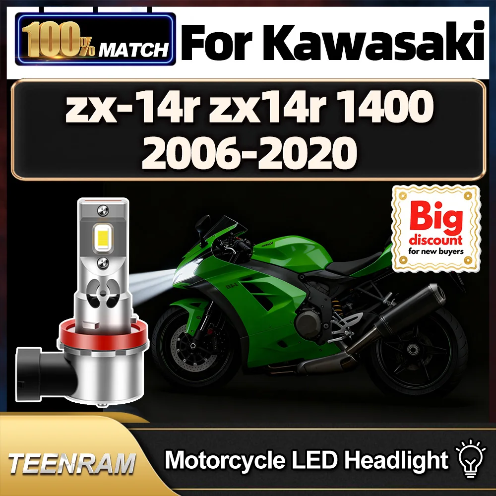 Фото TEENRAM мотоциклетные светодиодные лампы для фар, ампулы для фар для Kawasaki zx-14r zx14r 1400 2006 2007 2008 2009 2010 2011-2020 №1
