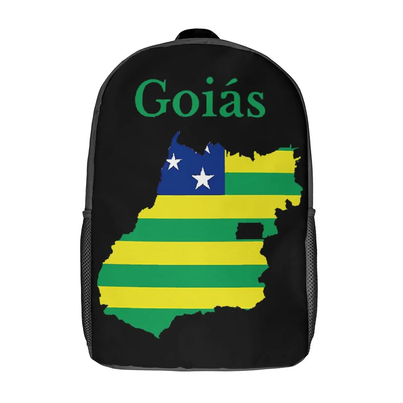 

State of Goias Map Flag Brazil Lasting Snug Infantry Pack17 Inch Shoulder Backpack Vintage Summer Camps Graphic Vintage