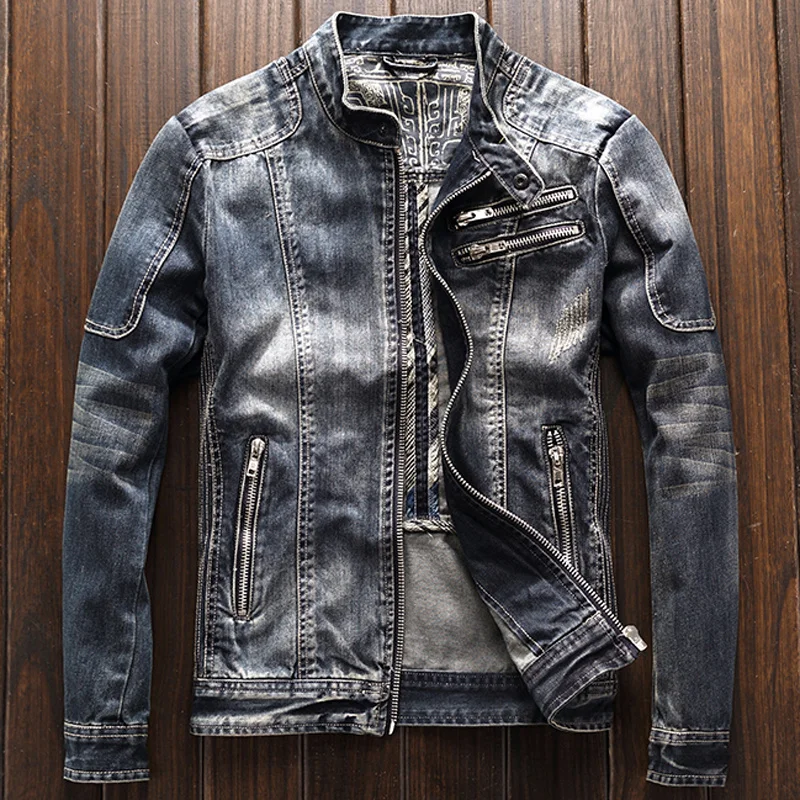 

Automotive New Arrivals 2023 Mens Denim Jacket and Coats 3XL Outerwear Overcoat Biker Mens Jeans Coats Streetwear Vintage A195