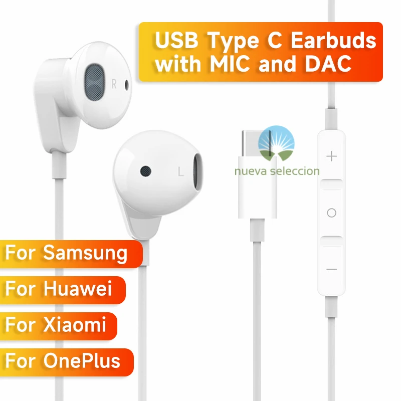 USB Type C Earphones DAC Audio Converter Digital Wired Earbuds 32bit 384khz with MIC for Xiaomi Redmi Huawei Pixel Samsung Sony