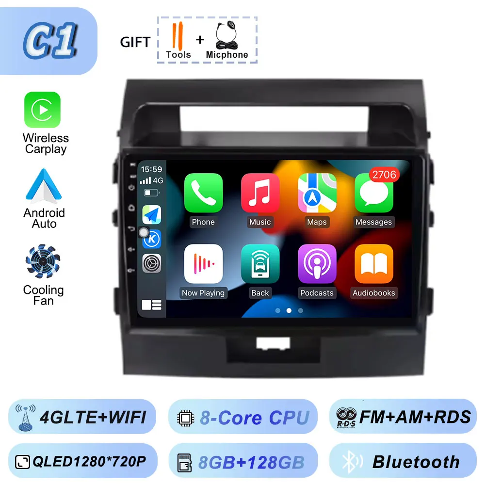 

Сенсорный экран для Toyota Land Cruiser 11 200 2007-2015 Android15 Wi-Fi Автомобильный радиоприемник Стерео головное устройство Мультимедийный видеоплеер No 2 din