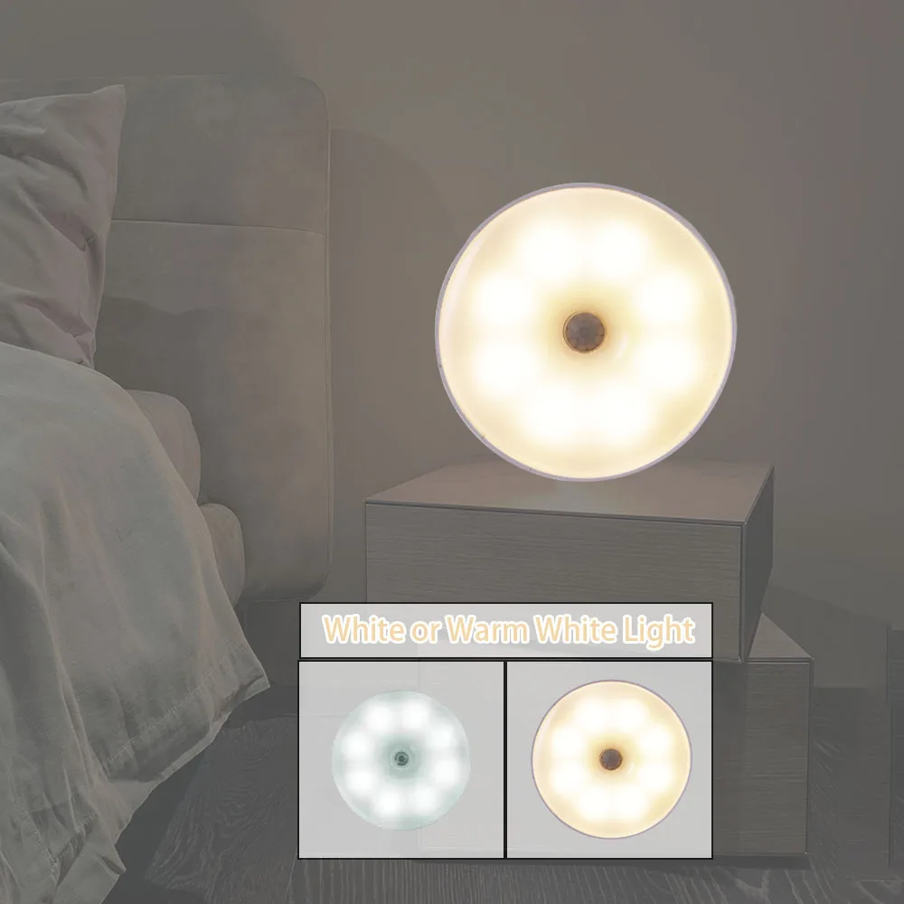 

Motion Sensor Light USB LED Nightlight Rechargable Presence Sensors Automatic Lamp For Bedroom Staircase Kitchen Cabints Garage