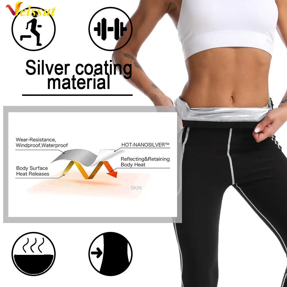 Velssut Sauna Leggings for Women Weight Loss Pants Hot Sweat Trousers Fitness Panty Slimming Sportwear Ladies Body Shaper Gym