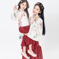 girls original hanfu chinese style childrens ancient clothing embroidered skirt little girl ancient wind fairy parent child