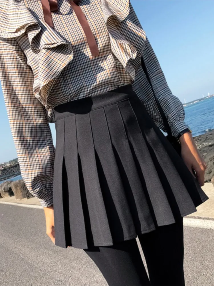 

Skirt High Waist A-Line Skirt Black Pleated Skirts Makings Women Short Skirt Female Student College Style Summer Skirt For Girl