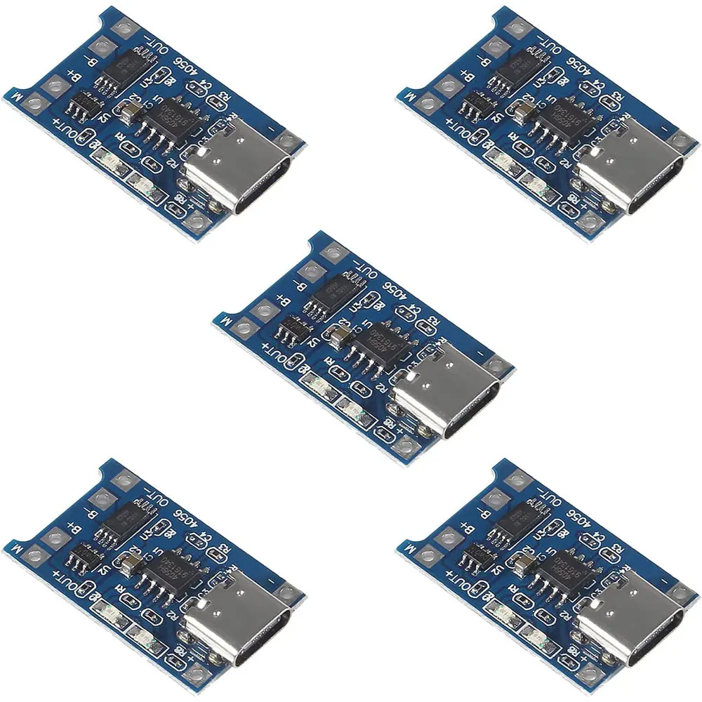 

5pcs TP4056 Type-C USB 5V 1A 18650 Lithium Battery Charger Module Li-ion Charging Board TC4056A with Dual Protection Function