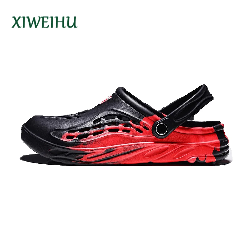 

XIWEIHU 2022 New Outdoor Men's Hole Sandals Beach Fishing Shoes Waterproof Baotou Non-slip Wear-resistant Large Size 40-45