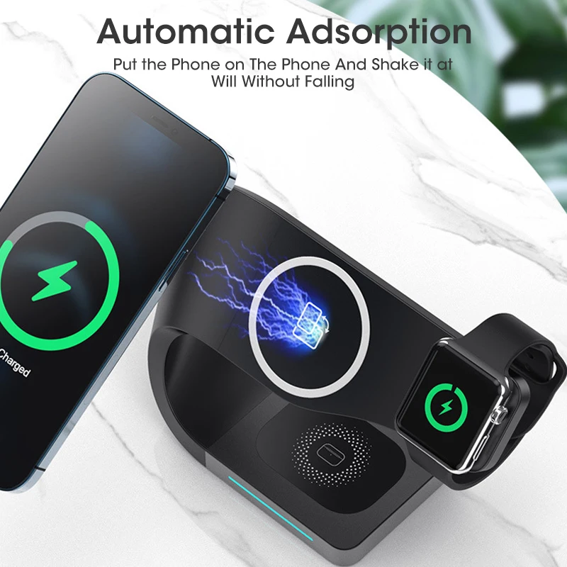 Магнитное Беспроводное зарядное устройство 4 в 1 15 Вт док-станция держатель для