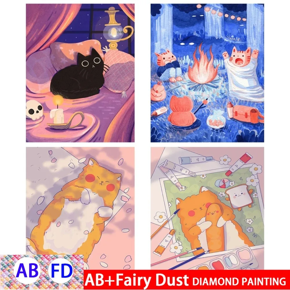 AB Фея пыль милые мультяшные котята личность DIY полная дрель алмазная