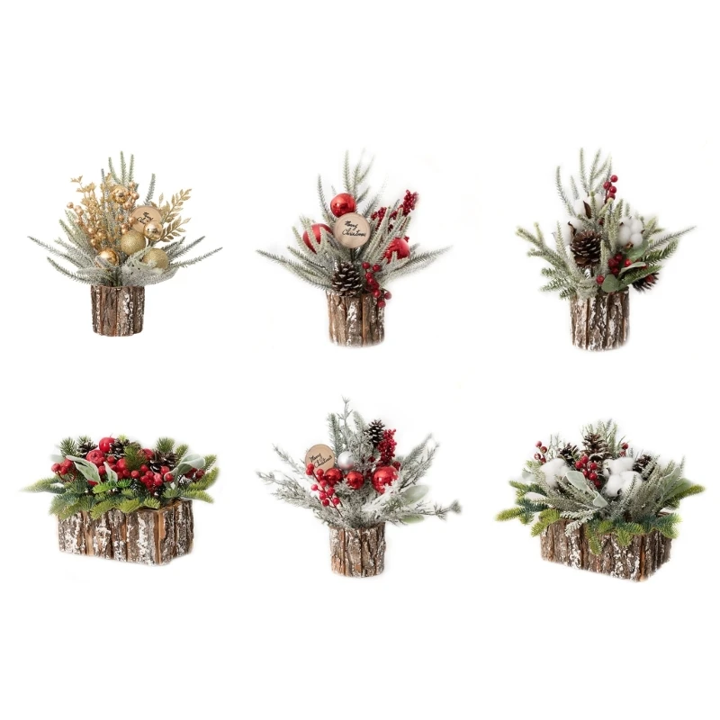 

Искусственная Рождественская елка, маленькое ведро, декоративное украшение, художественные изделия, товары для ресторана, обеденного стол...