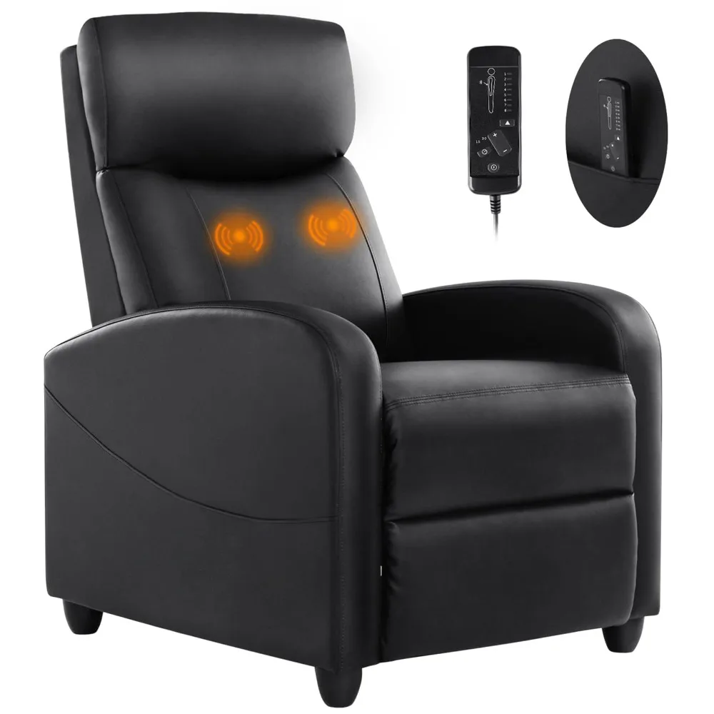 

Recliner Chair for Living Room, Massage PU Leather Recliner Sofa Home Theater Seating with Lumbar Support Winback Single