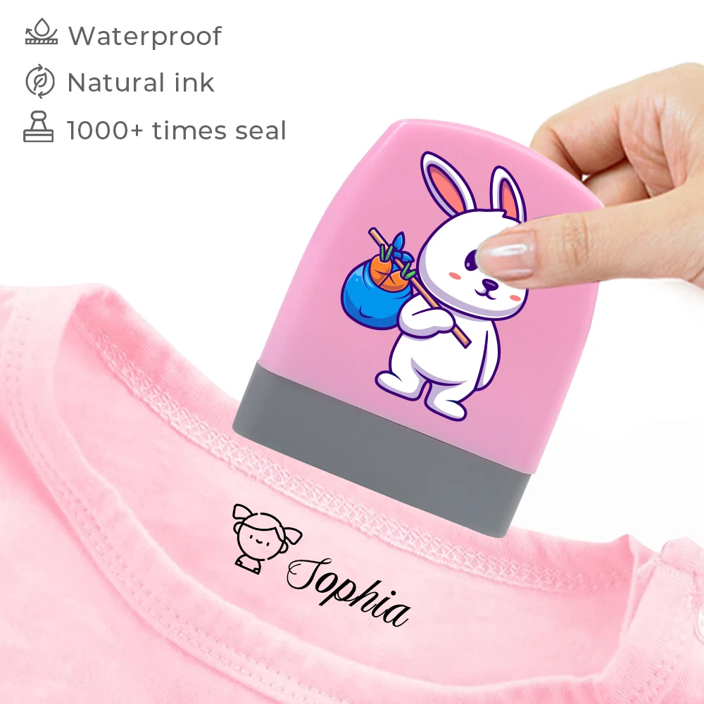 Cartoon Animals Personalized Name Stamp,Custom Name Cartoon Letter Stamps Waterproof Animal Stamp Kids Clothes Labels
