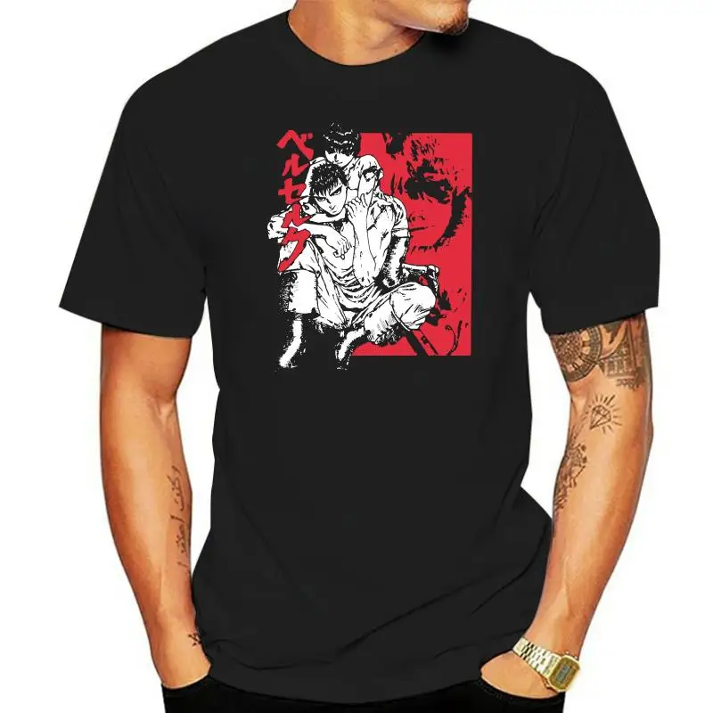 

Fashion Japanese Anime Berserk T Shirt Men 100% Cotton Guts T-shirt Short Sleeve Manga Gattsu Tee Slim Fit Clothing Merch Gift