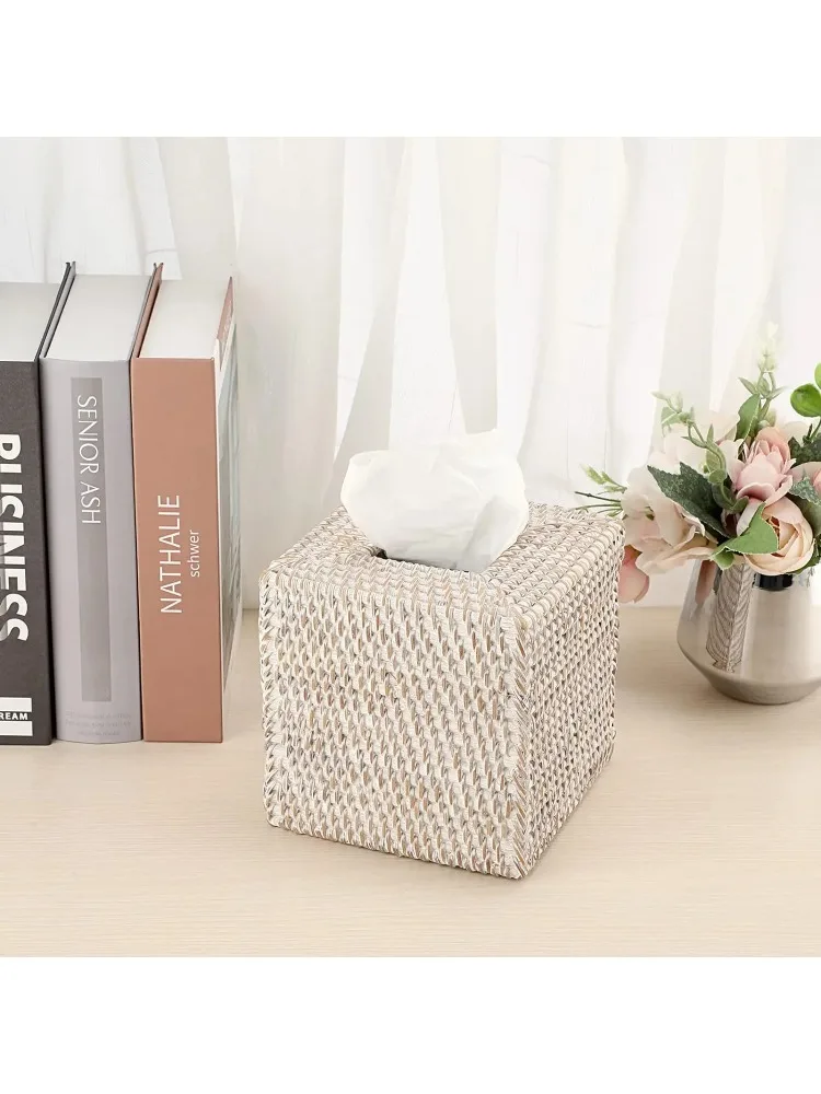 Скандинавские квадратные коробки для салфеток из ротанга держатель бумажный