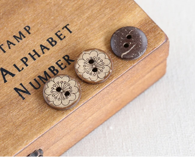 Круглые кокосовые пуговицы с красивым цветочным узором размер: 13 мм/15 мм модные