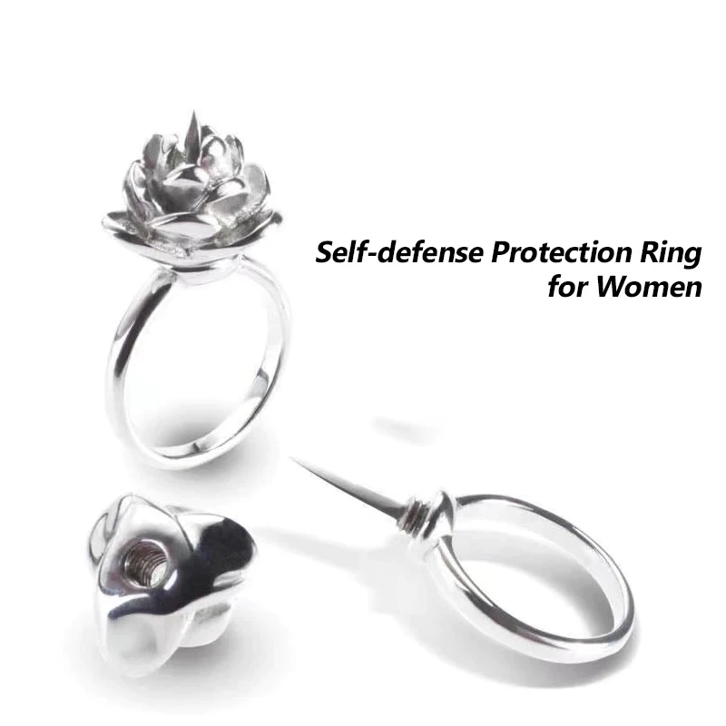 

Rose female self-defense ring s925 sterling silver retro ring Japanese and Korean version of the creative personality ring