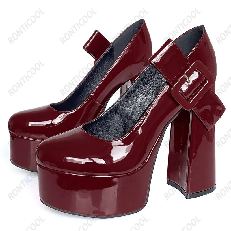 Ronticool/Новое поступление женские туфли-лодочки на платформе массивном каблуке с