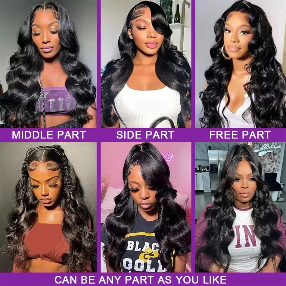 Парики фронта шнурка человеческие волосы 40 дюймов Объемная волна 13x6 hd Кружевной