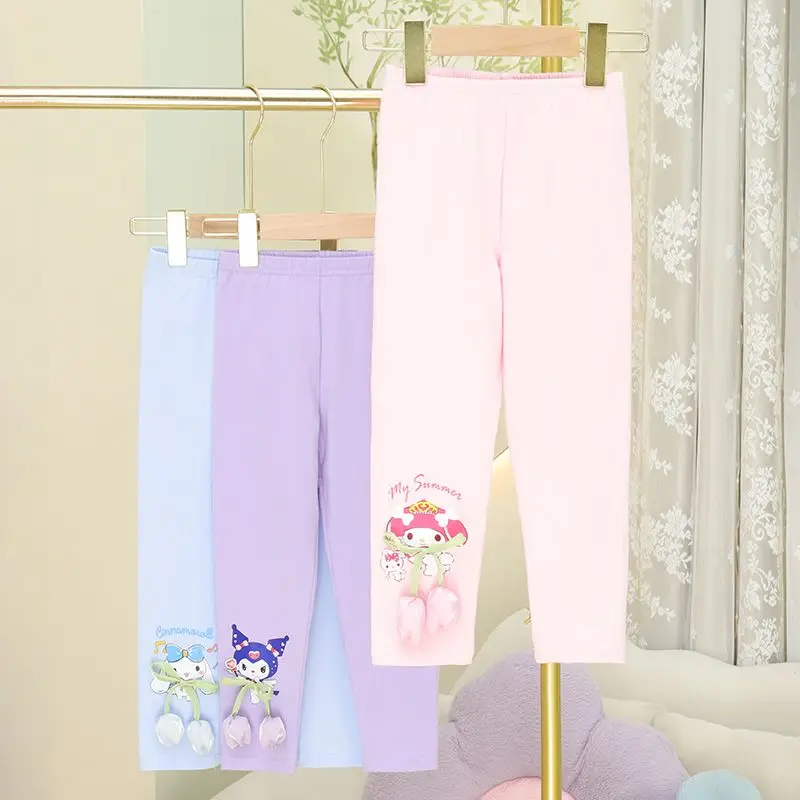 Леггинсы Kuromi Sanrio Cinnamoroll My Melody весенне-осенняя тонкая детская одежда для девочек