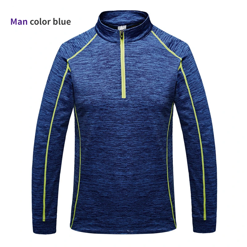 

Spring and Autumn Men's Sports T-shirt Solid Standing Neck Zipper Long Sleeve T-shirt Couple Leisure Outdoor Sports Fitness Top