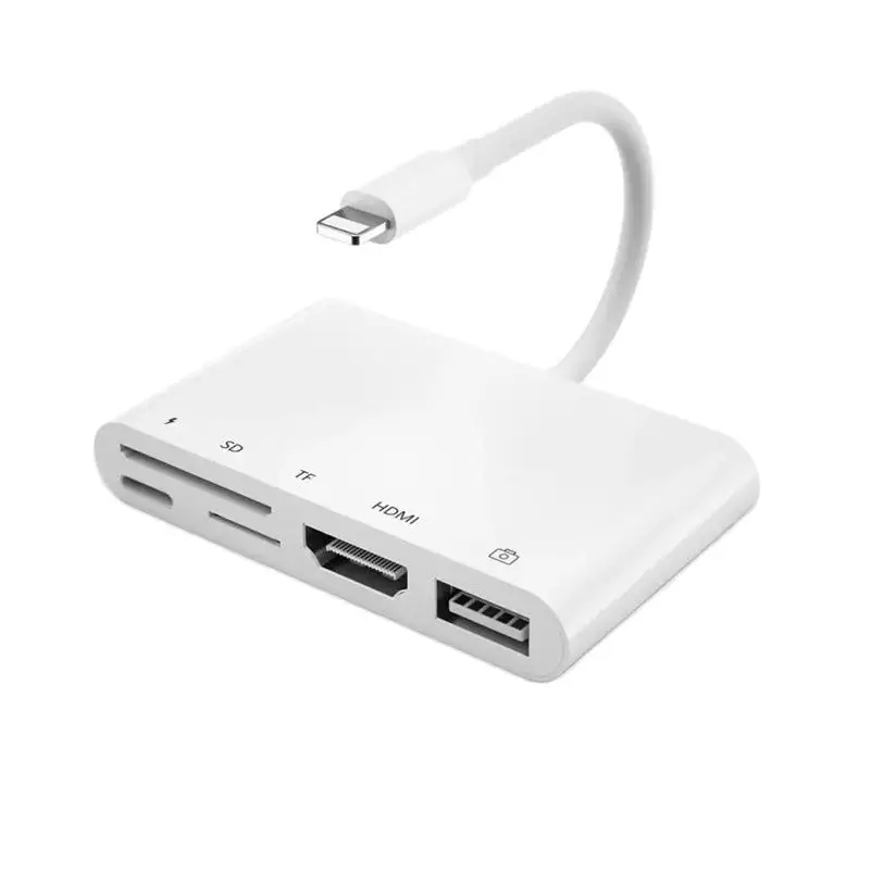 

Адаптер Lightning/HDMI, USB, SD, TF, кардридер, цифровой AV TV 1080P OTG кабель концентратор для iPhone X XR XS 11Pro Max SE iPad Mini Pro