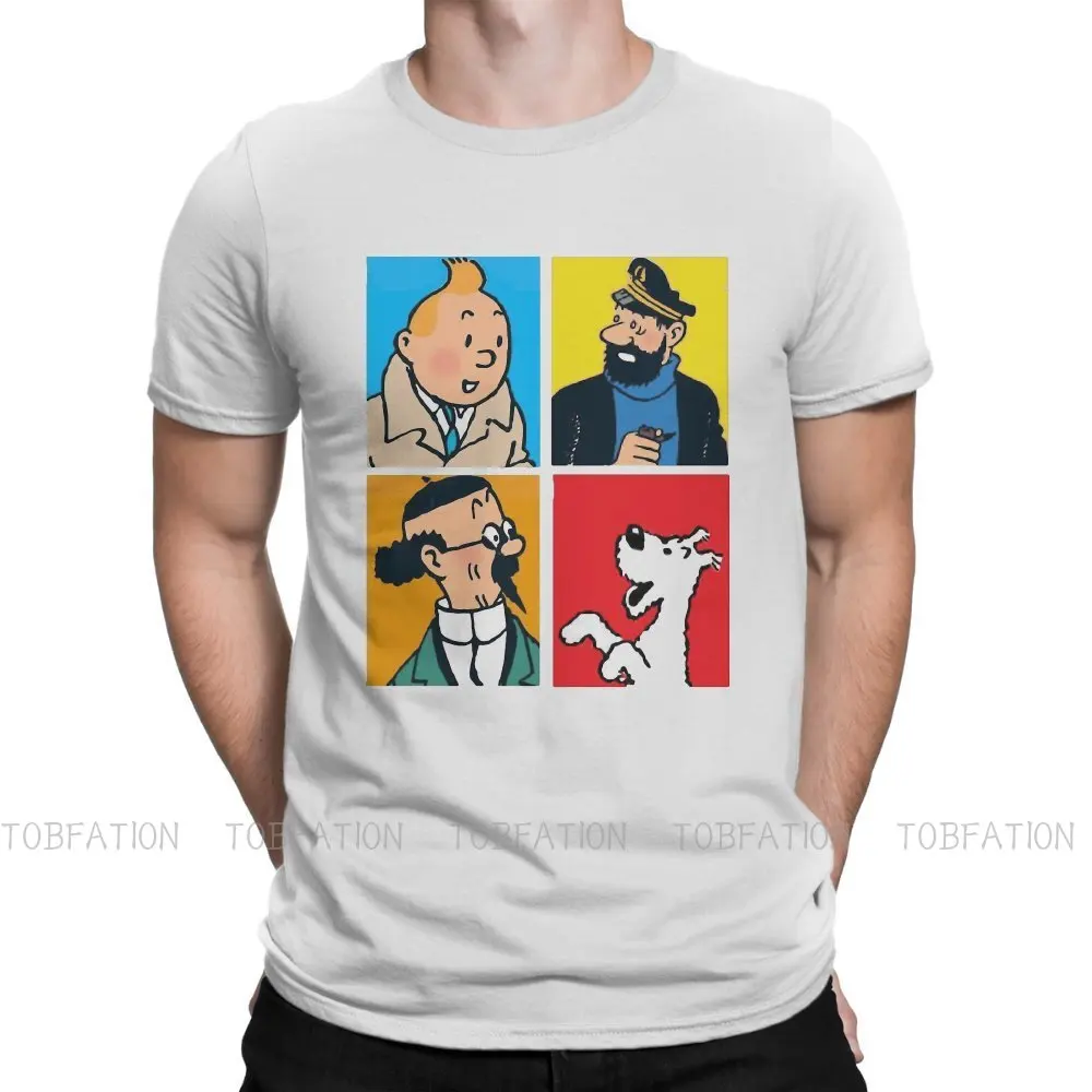 

The Adventures of Tintin TShirt for Men The Famous Characters Humor Leisure Sweatshirts T Shirt High Quality Trendy Fluffy