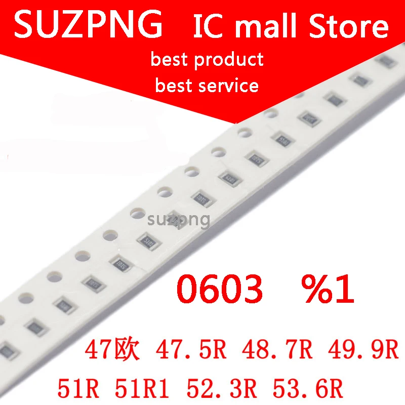

100 шт., 0603 SMD резистор 47R 47.5R 48,7r 49.9R 51R 51.1R 52.3R 53.6R