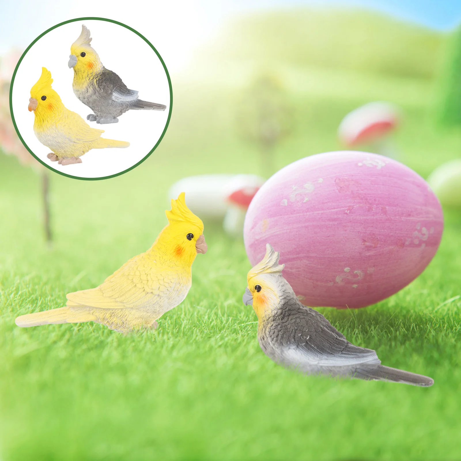 

2 Pcs Fake Bird Decor Birds Crafts Decorations Parrot Simulation Adorn Resin Small Figurine Home Greening