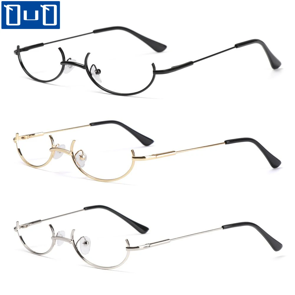 

Qutzzmnd Fashion Convex Shape Non-lens Glasses Half-frame Decorative Eyeglass Metal Frame Decoration Eyewear