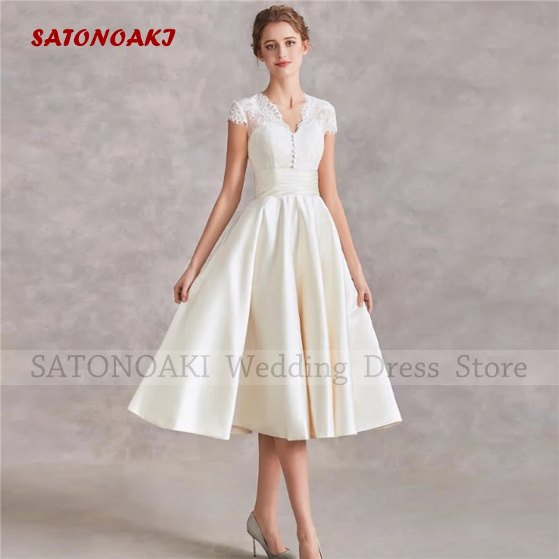 Женское атласное свадебное платье It's yiiya элегантное короткое до колен с