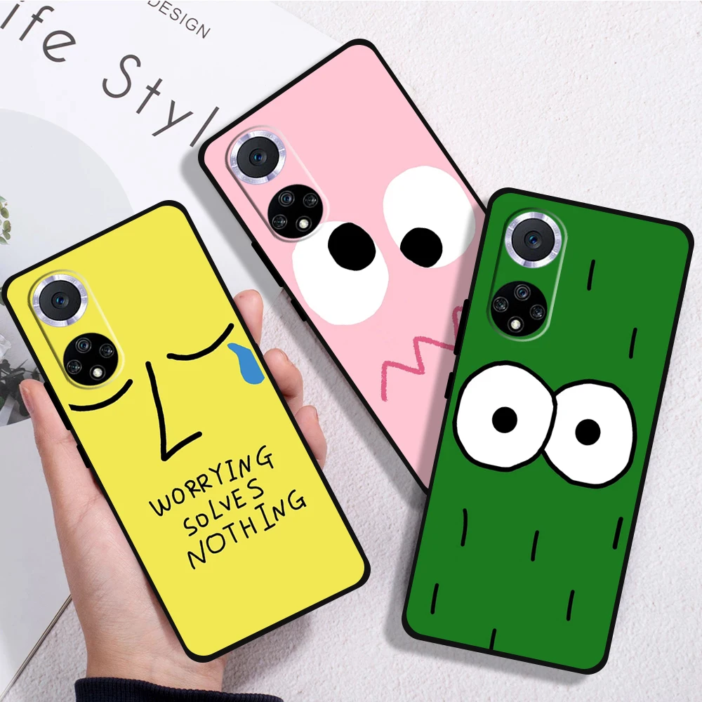 

Fashion Funny Expression Phone Case For Huawei P30 Lite P20 Pro Honor 10 8X 9X 10X 9A Black Back Soft Silicone Cover Carcasa