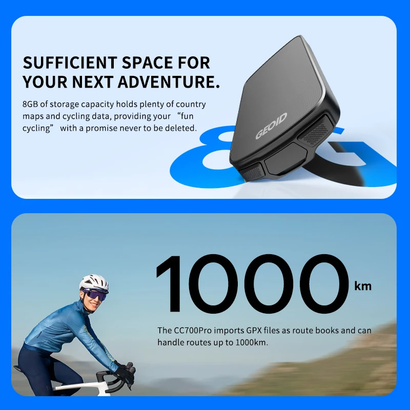 Фото Велокомпьютер GEOID CC700 Pro с 2,8-дюймовым сенсорным экраном, GPS-спидометр, навигация по глобальным картам, одометр для велоспорта, совместимость с Strava №4