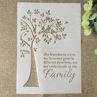 a4 2921cm tree family words diy layering stencils wall painting scrapbook coloring embossing album decorative paper template