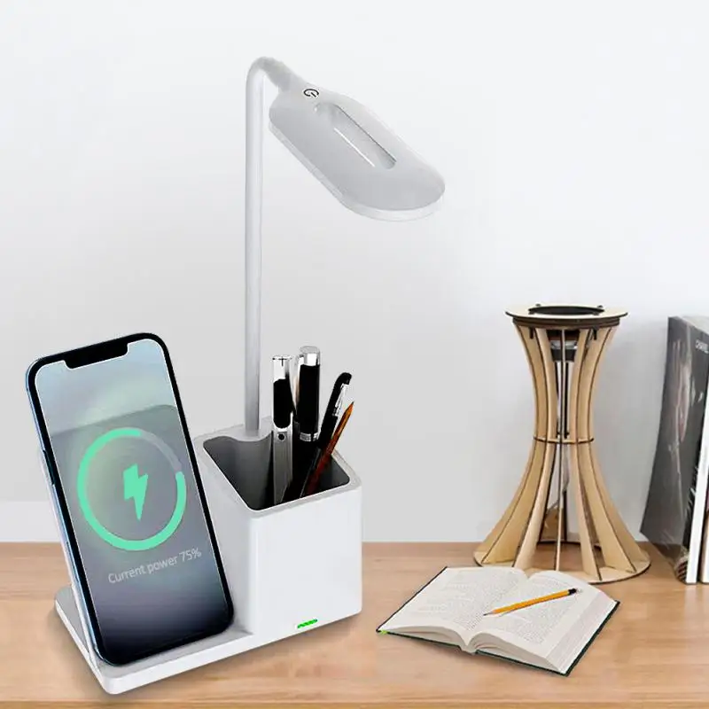 

Multifunctional Phone Holder Cell Phone Led Desk Lamp Usb Charging Foldable 10w Wireless Charger