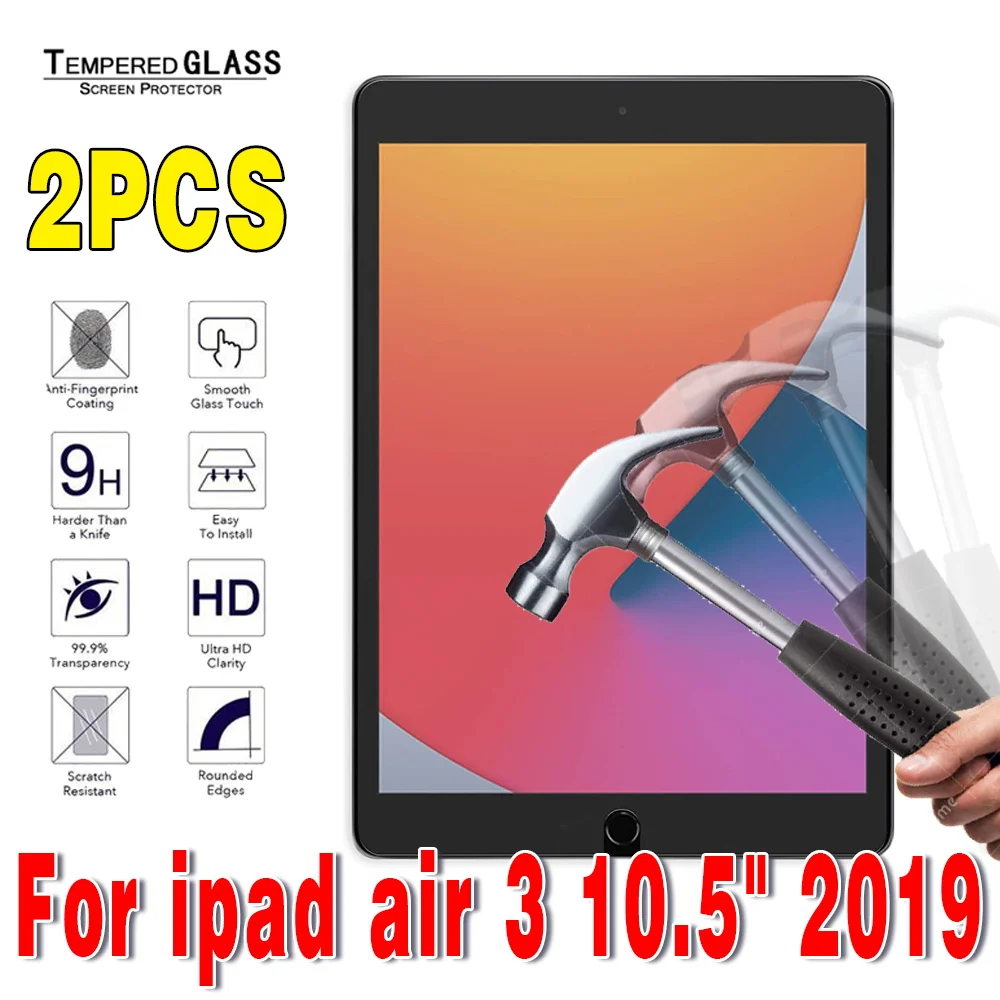 

2Pcs Tablet Tempered Glass Screen Protector Cover for IPad Air 3 10.5 Inch A2153 A2123 A2152 A2154 Tempered Film