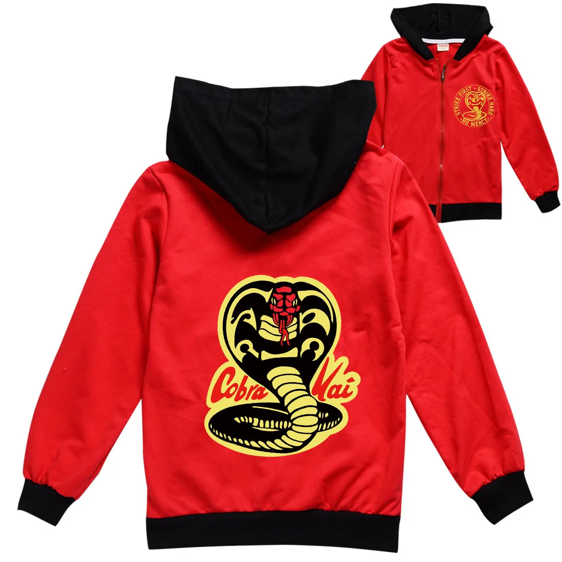 

Kids Cobra Kai Snake Children Hooded Zipper Coat Kids Clothes Boys Jackets Autumn Outwear Fashion Girls Hoodies