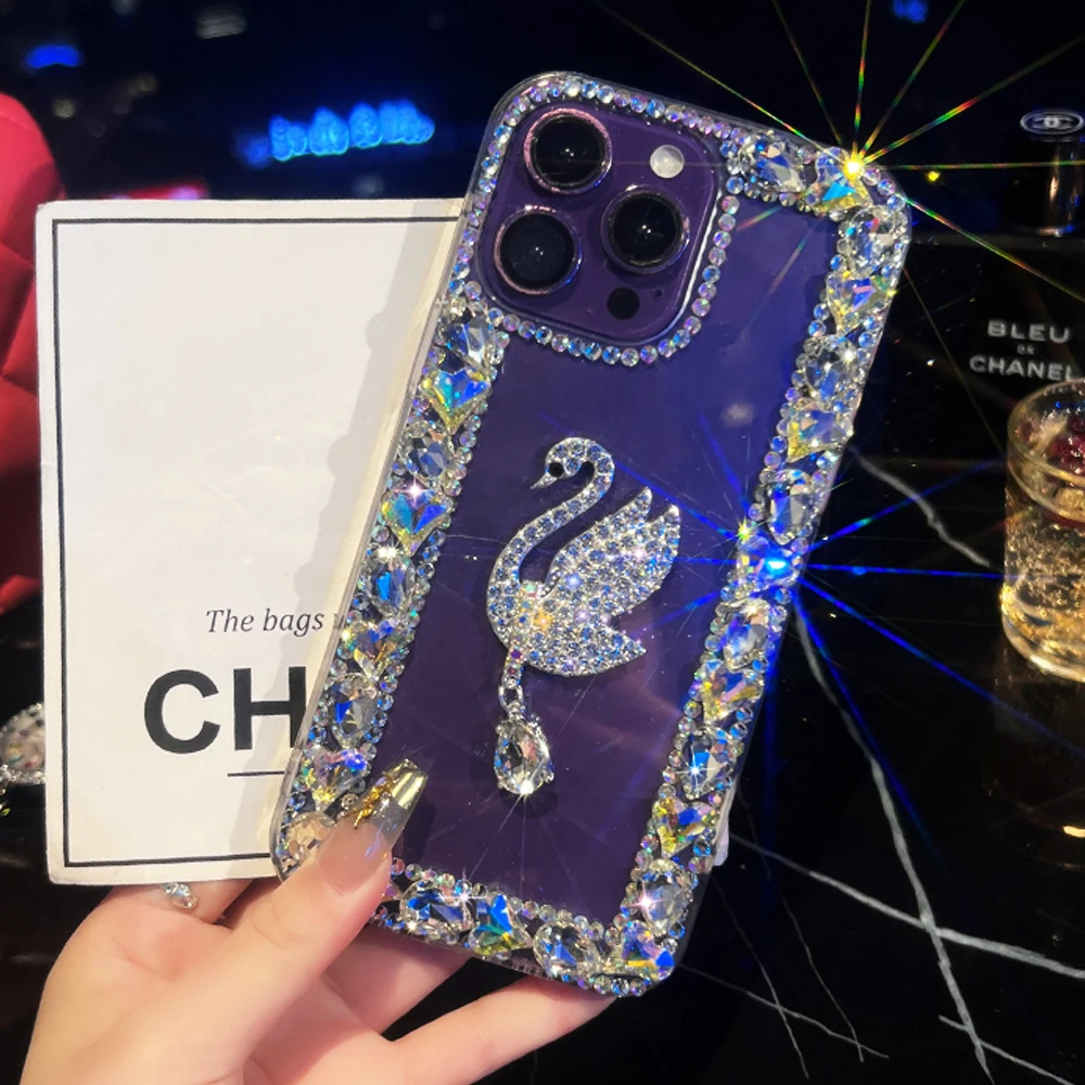 

Glitter Color Rhinestone Swan Gift Phone Case For Samsung A73 A72 A71 A70 A60 A54 A 53 52 51 50 42 33 32 31 23 22 21 20 14 13 S