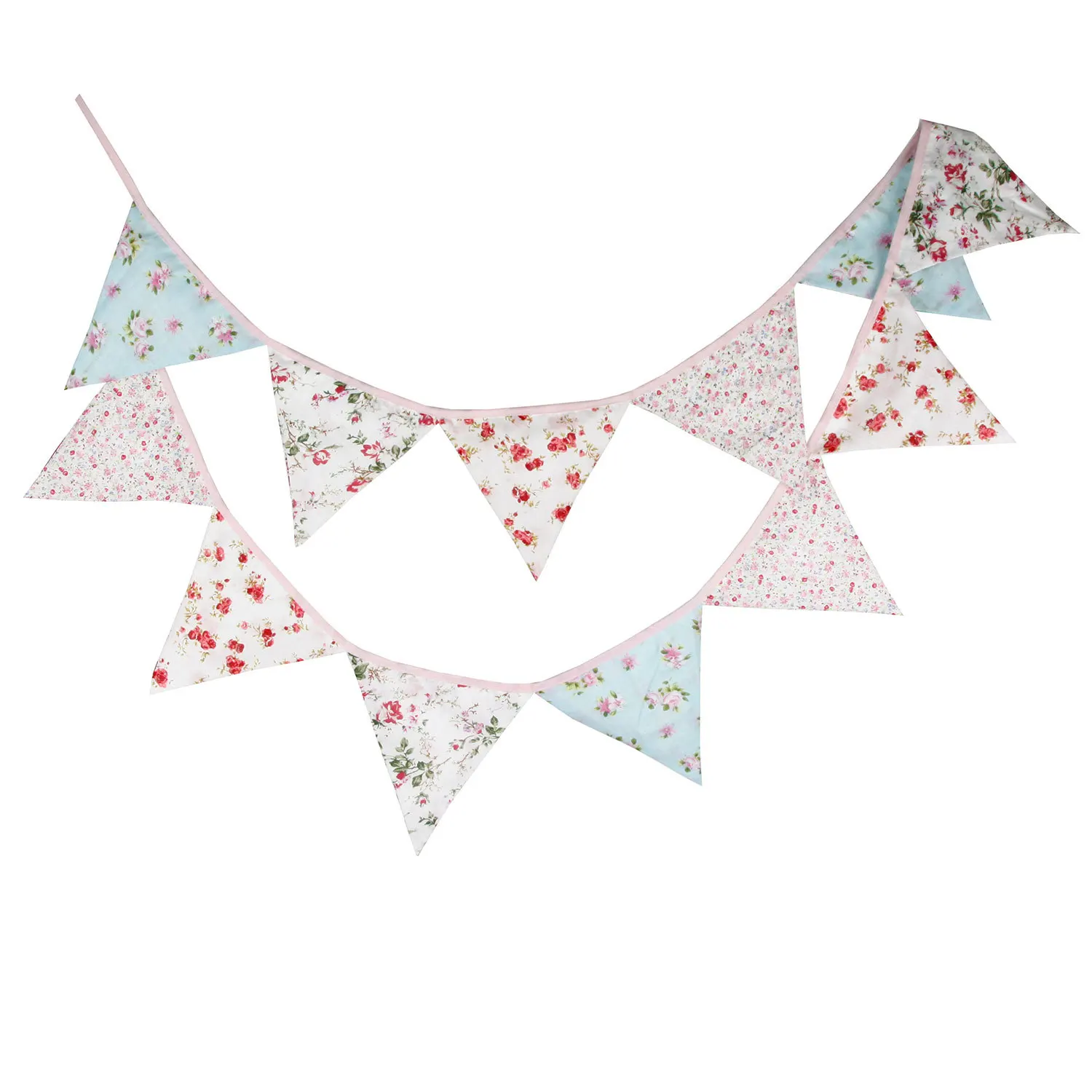 

Floral Fabric Bunting Banner Shabby Chic Tea Party Garland
