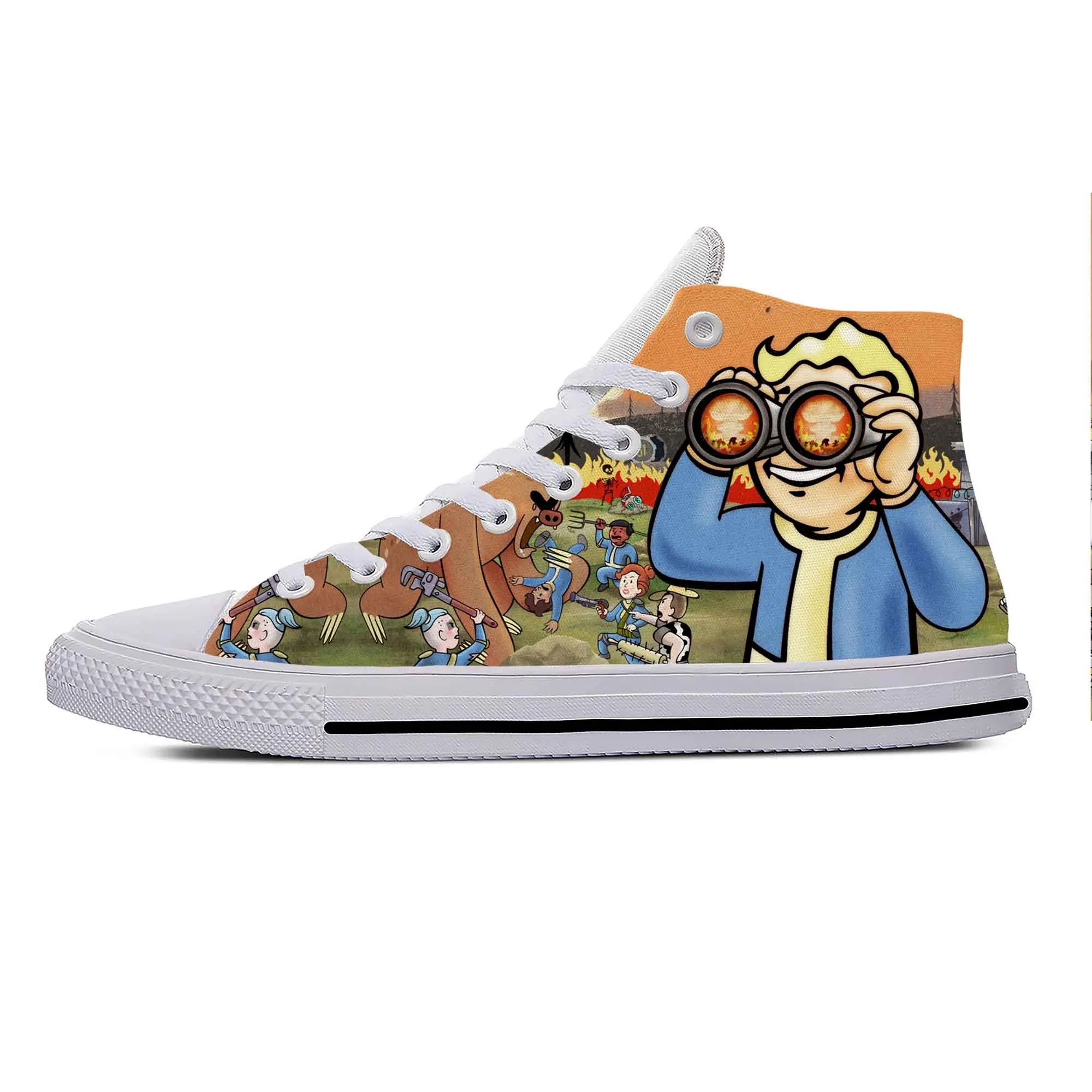

Game Anime Cartoon Manga Fallout Vault Pip Boy Casual Cloth Shoes High Top Lightweight Breathable 3D Print Men Women Sneakers