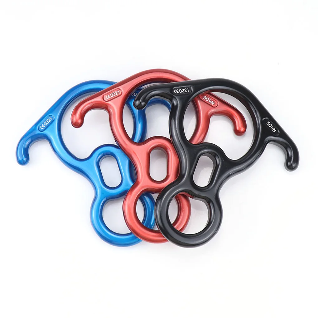 

Outdoor Climbing Descender Downhill 8-13mm Rope Rappelling Ring with Ear Descent Safety Caving Protector Black