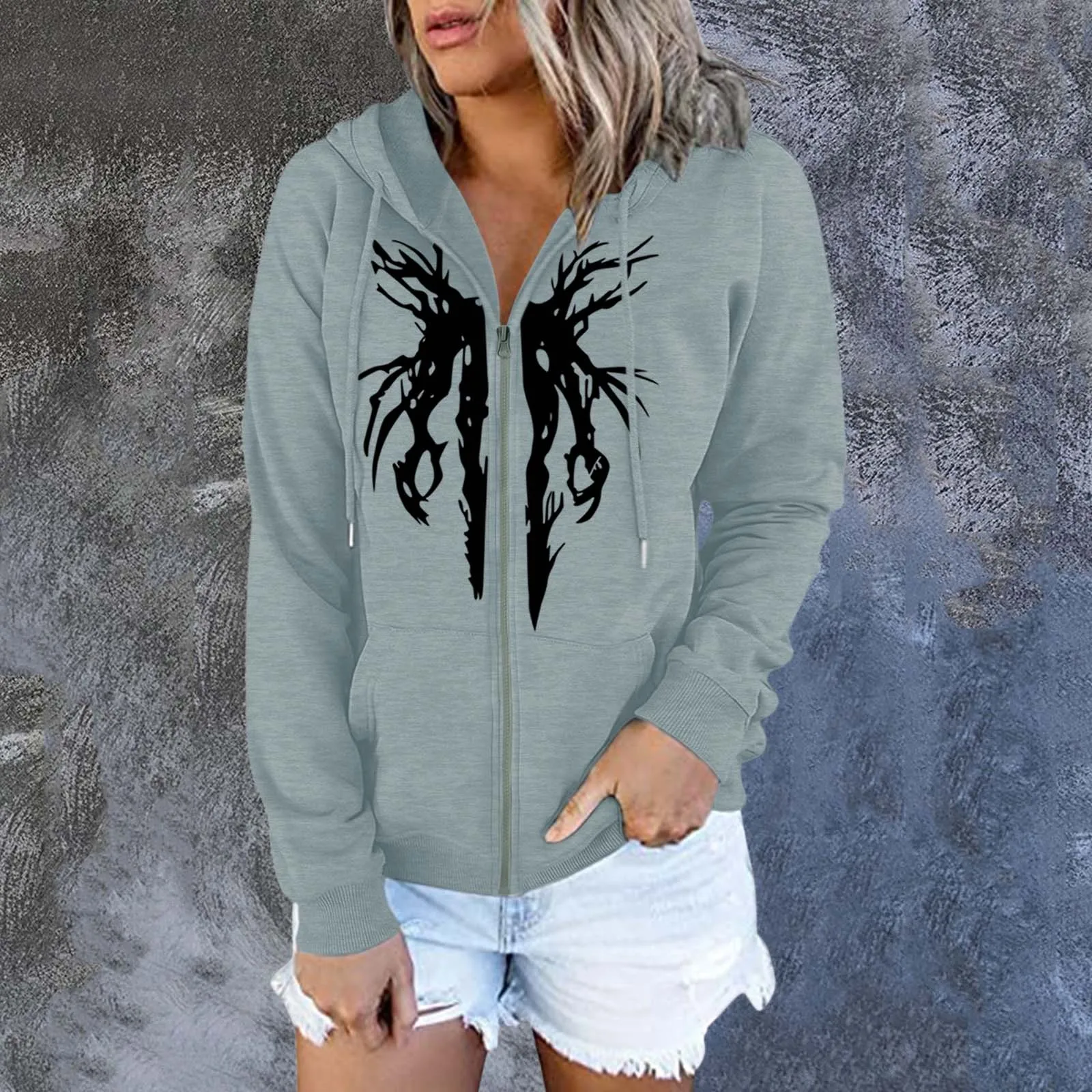 

Womens Casual Long Sleeve Halloween Print Zipper Womens Lightweight Long Sleeve Shirt Famous Product Hoodie Fleece Quarter Zip