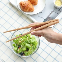 wooden kitchen tongs salad serving tongs clip bbq meat tongs wood toast bread food tongs clamp wooden utensils cooking tools