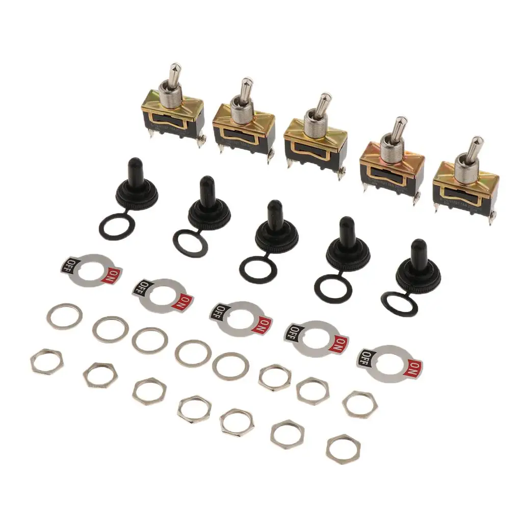 

5 Pieces 2Pin 15A 250V Rocker Toggle Switch Waterproof