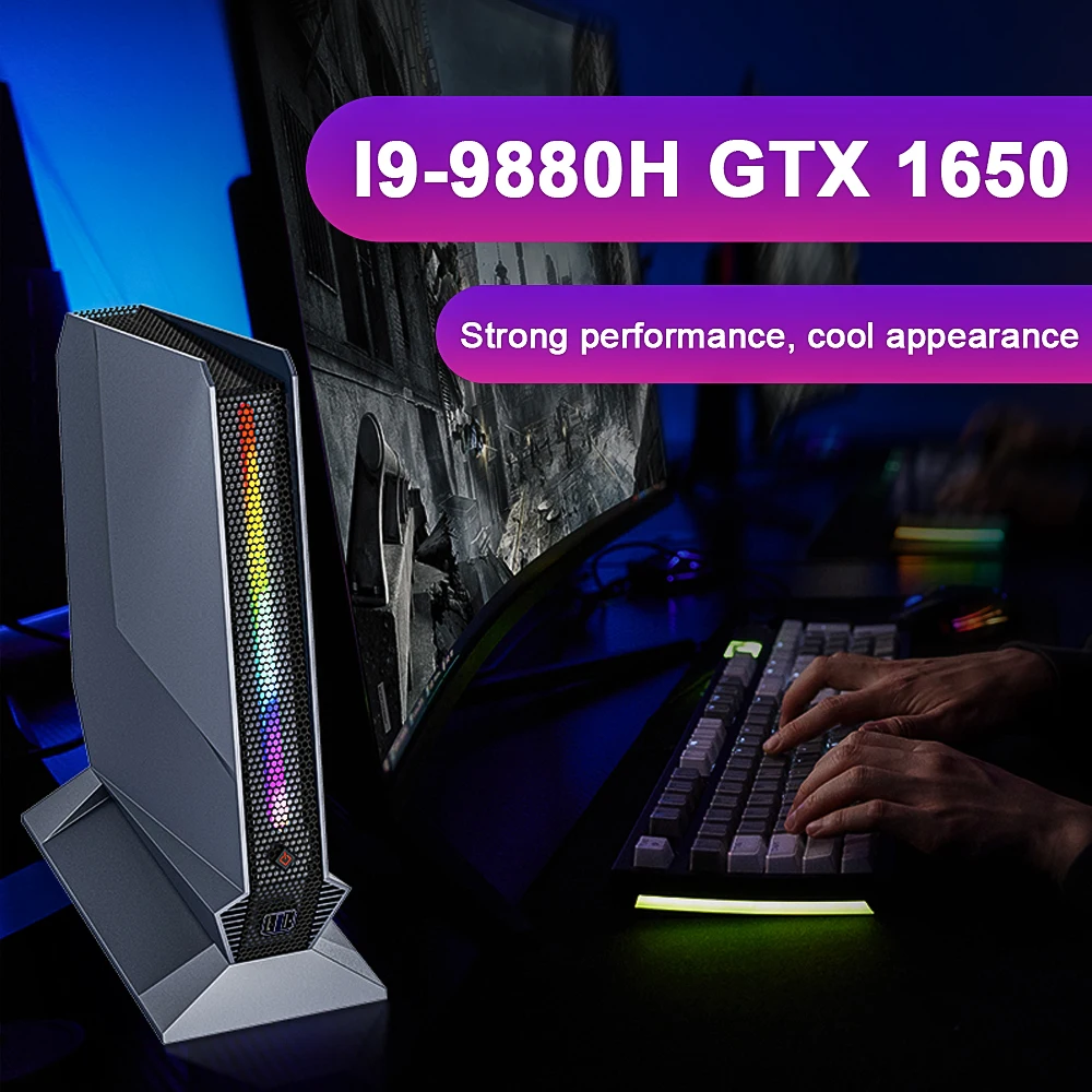 Мощный игровой ПК i9 9880H i7 9750H Nvidia GTX 1650 4G 2xDDR4 2xM.2 RGB настольный мини-компьютер 4K UHD 2xHDMI