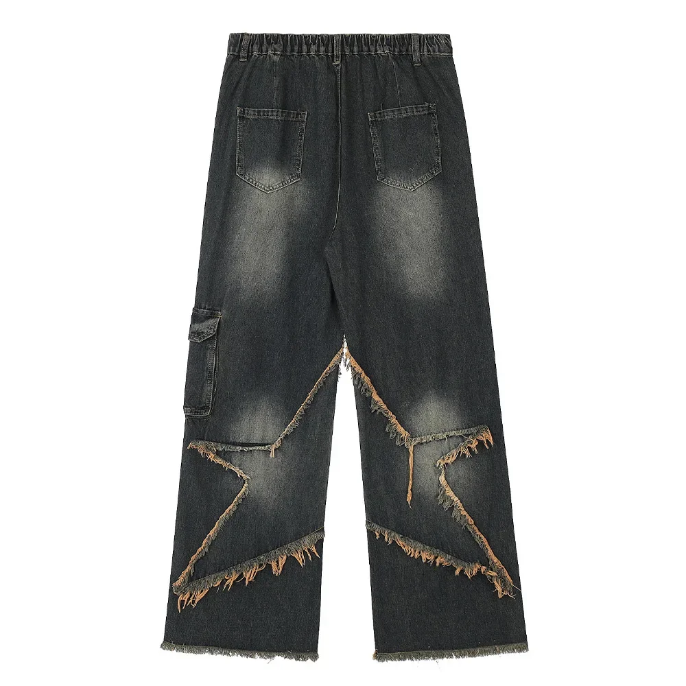 Мужские винтажные джинсы с вышивкой в стиле Харадзюку